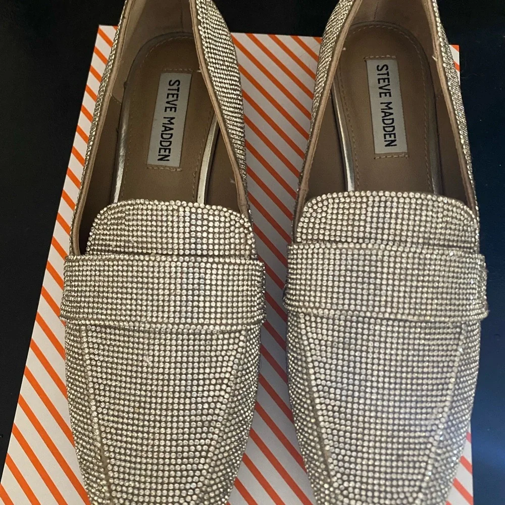 Steve Madden Champagne Crystal Slip-On Loafers